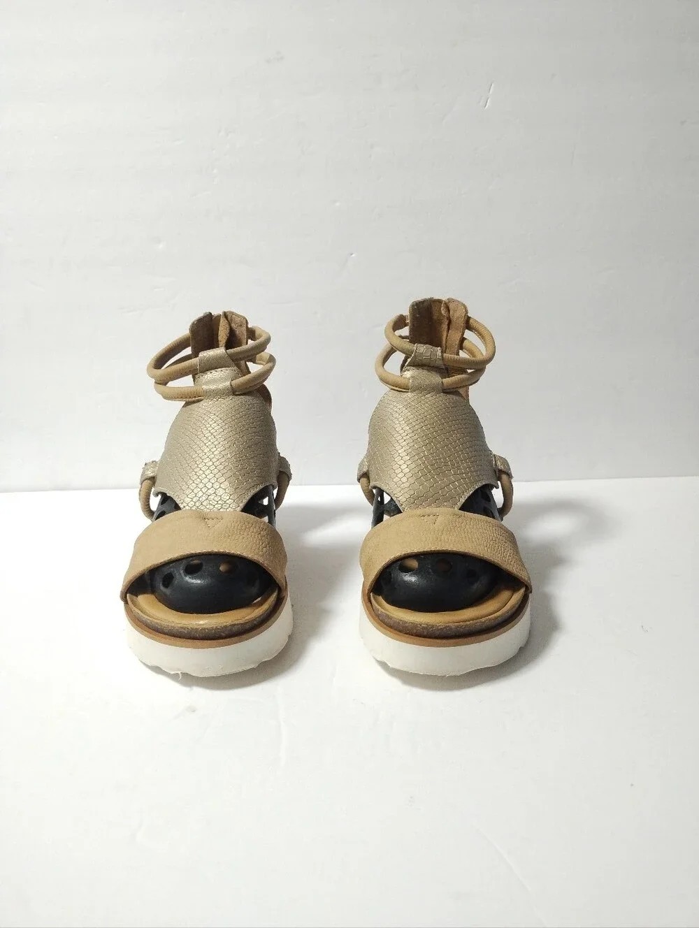 Diba True Green Clover Cushioned Low Wedge Sandal Tan